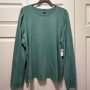 Old Navy Teal Puff Sleeve Long Sleeve T-Shirt, XXL TALL, NWT, “Oceanside” Green